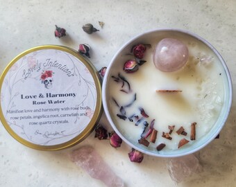 Love and Harmony Intention Candle in Rose Water