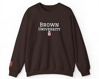 Sweat-shirt marron University effet vieilli à logo | Col ras du cou universitaire