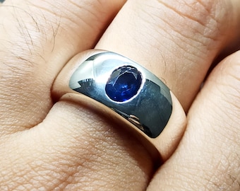 ハンドメイド10カラットブルーサファイアリング：スターリングシルバー