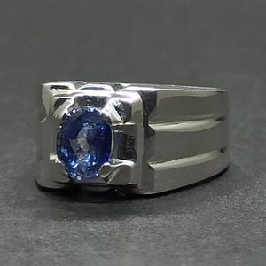 Anello da uomo in argento Sterling 925 con zaffiro di Ceylon naturale non trattato, fatto a mano, anello con zaffiro blu certificato, anello Neelam, regalo di compleanno per lui