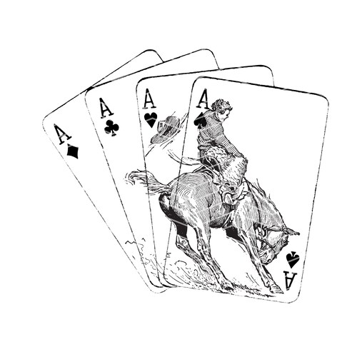 Cowboy Playing Cards Png Rodeo Bronc Playing Cards Western - Etsy