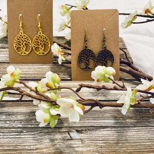 Bronze Tree of Life Dangle Earrings