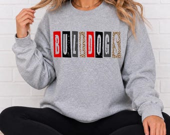 Bulldogs PNG, Bulldogs Spirit Mascot Design, Leopard Print Letters, Bulldogs Sports Mom Shirt Design, Instant Download