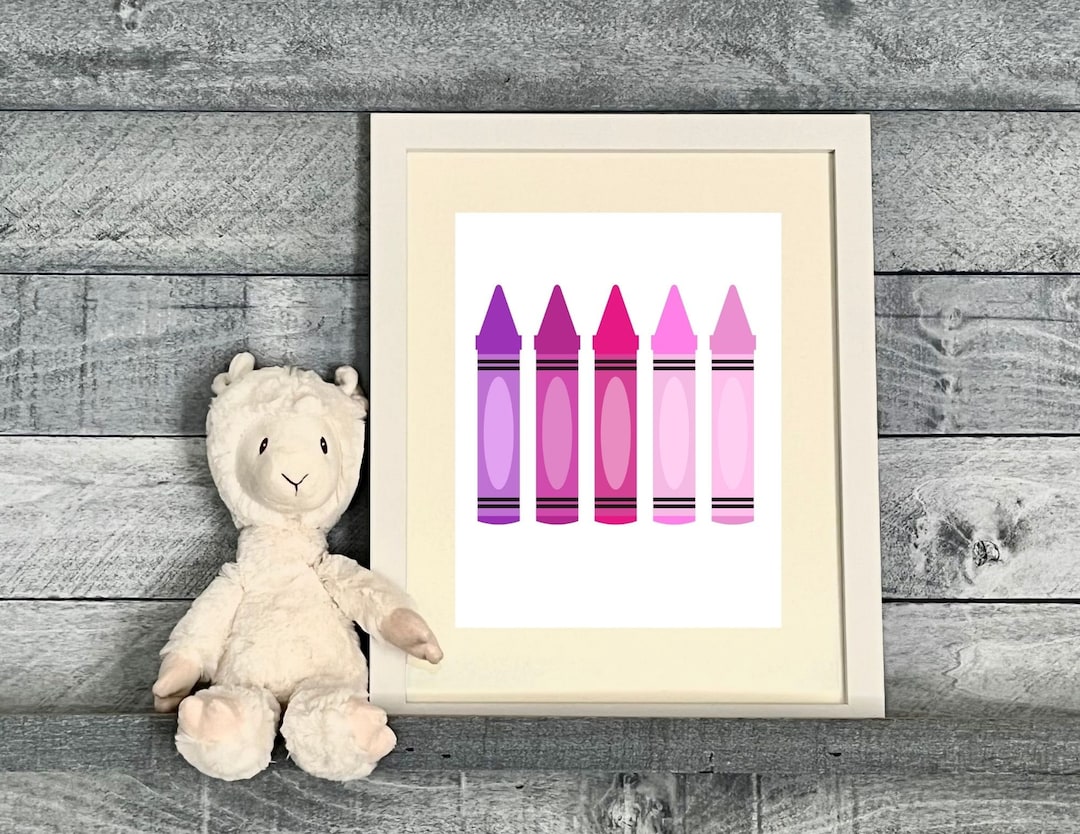 Pink and Purple Crayons Wall Art Printable Etsy