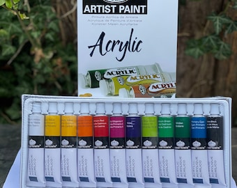 Acrylic Paint Pack OF 12 Large Assorted Tube colours Acrylic paint Tube 21 ML Acrylic Set of paint Acrylic Paints Painting Set Art Paint kit