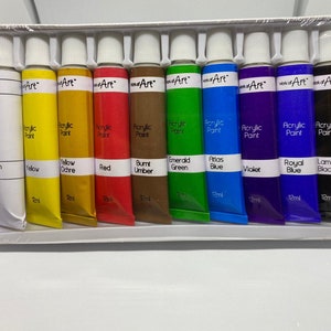 12 PC ACRYLIC PAINT SET Professional Artist Paints Painting Pigment 12ml  Tubes