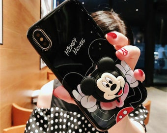 Micky Minnie iPhone Hülle 14 13 12 11 Pro Max Ästhetische Niedliche Abdeckung für Mädchen Herren Frauen Kinder Handyhülle mit Halter