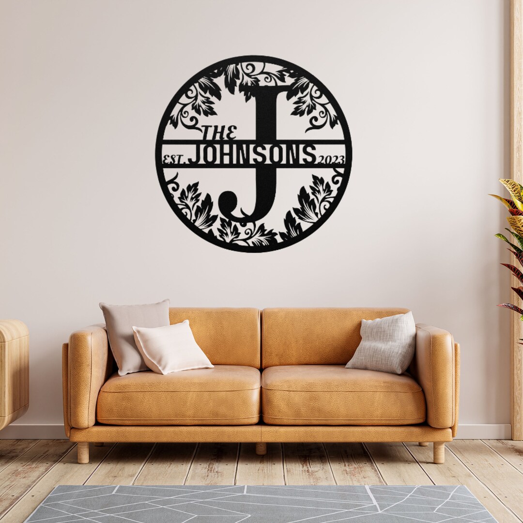 Personalized Family Name Metal Sign Last Name Sign Initial Metal ...