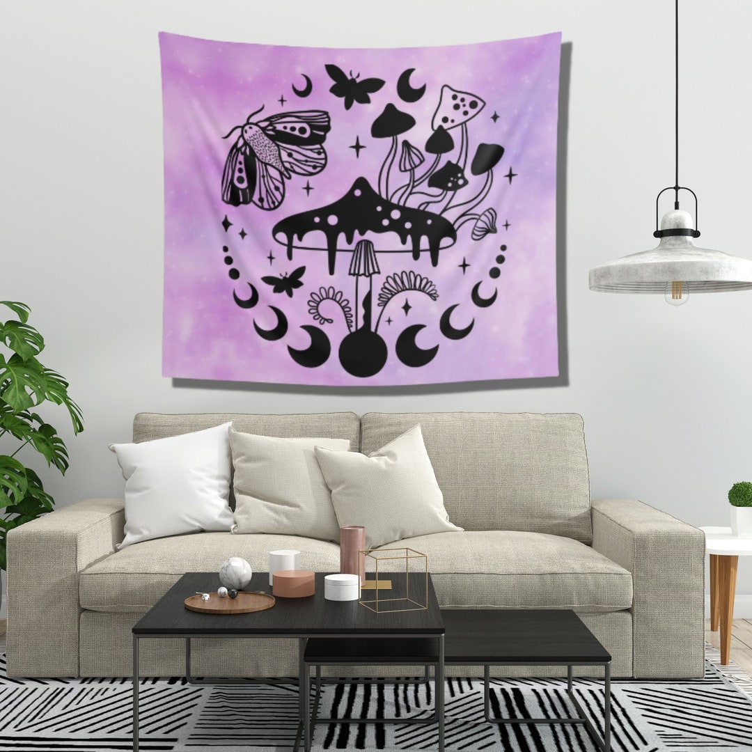 Moon Phases Enchanted Forest Design Indoor Wall Tapestries Wall Art ...