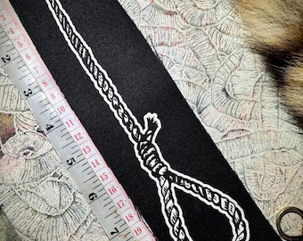 noose sew on patch | morbid dark occult death | crust punk goth metal | hand made | silk screened | battle jacket vest