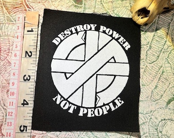 Vernietig macht, geen mensen Crass-logo anarchopunkpatch