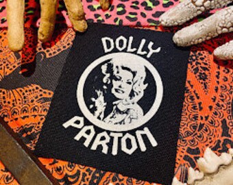 Dolly Parton heavy metal punk patch. for crooning battle vests, crusty country overalls, horror western goth backpacks