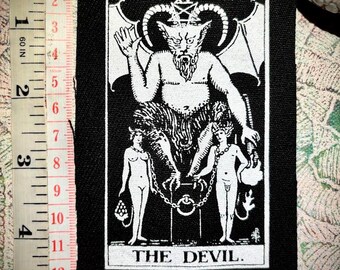 Tarot del Diablo / Parche punk / Carta del tarot / Ocultismo / Punk gótico / Rider Waite / Pantalones crust / Mochilas de terror / Parche de tela