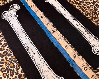 Human femur bone sew on punk patch