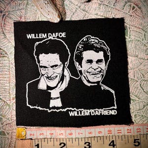 Parche punk para coser con el meme de Willem Dafoe y Willem Dafriend