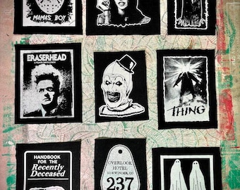 Parches de estilo punk y gótico para coser, inspirados en películas de terror, varios diseños.