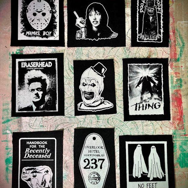 Parches de estilo punk y gótico para coser, inspirados en películas de terror, varios diseños.