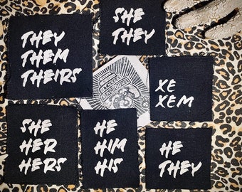 Preferred pronouns sew on punk patches