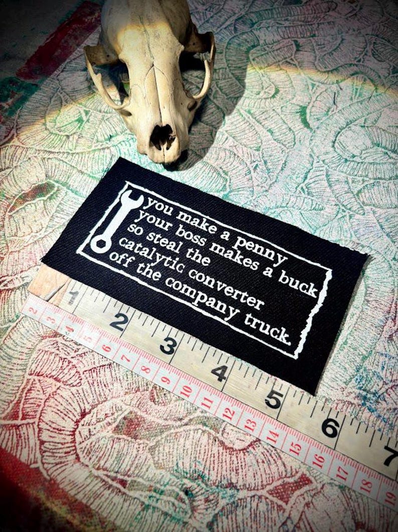 anti-work, anti-grind, anti-capitalist poem sew on punk patch image 8
