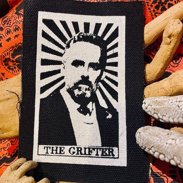 The Grifter, Jordan Peterson tarot patch. For leftist crusty feminist battle vests, anti-terf punk pants, horror goth backpacks, lgbtqia2s+