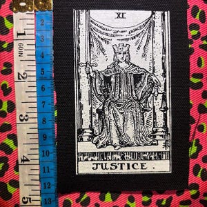 Justice tarot card, Rider Waite major Arcana punk patch