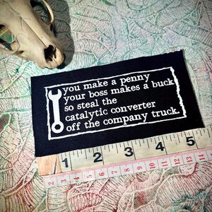 anti-work, anti-grind, anti-capitalist poem sew on punk patch image 7