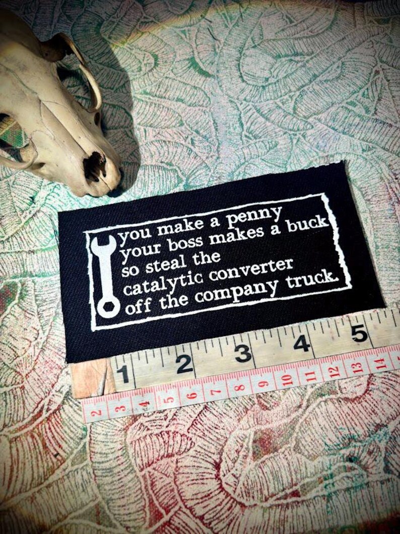 anti-work, anti-grind, anti-capitalist poem sew on punk patch image 7