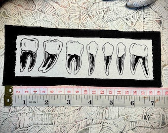 Row of teeth diagram sew on punk patch
