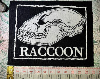 Raccoon Skull sew on punk patch
