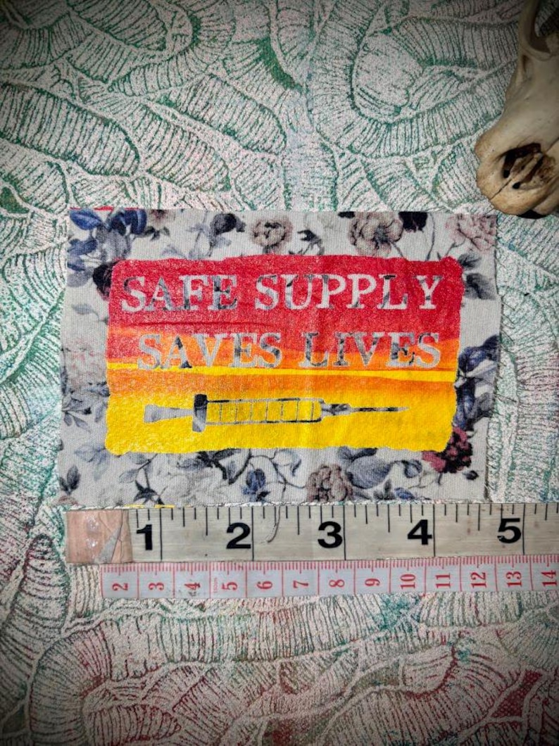 Safe supply saves lives sew on punk patch floral shirt