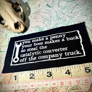 anti-work, anti-grind, anti-capitalist poem sew on punk patch image 5