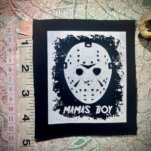 Jason | Mama&#39;s boy | Fir day the 13th | punk patch | hockey mask | horror movie fan art | crust punk | goth | 1980&#39;s | classic horror