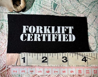 Forklift certified mini sew on punk patch