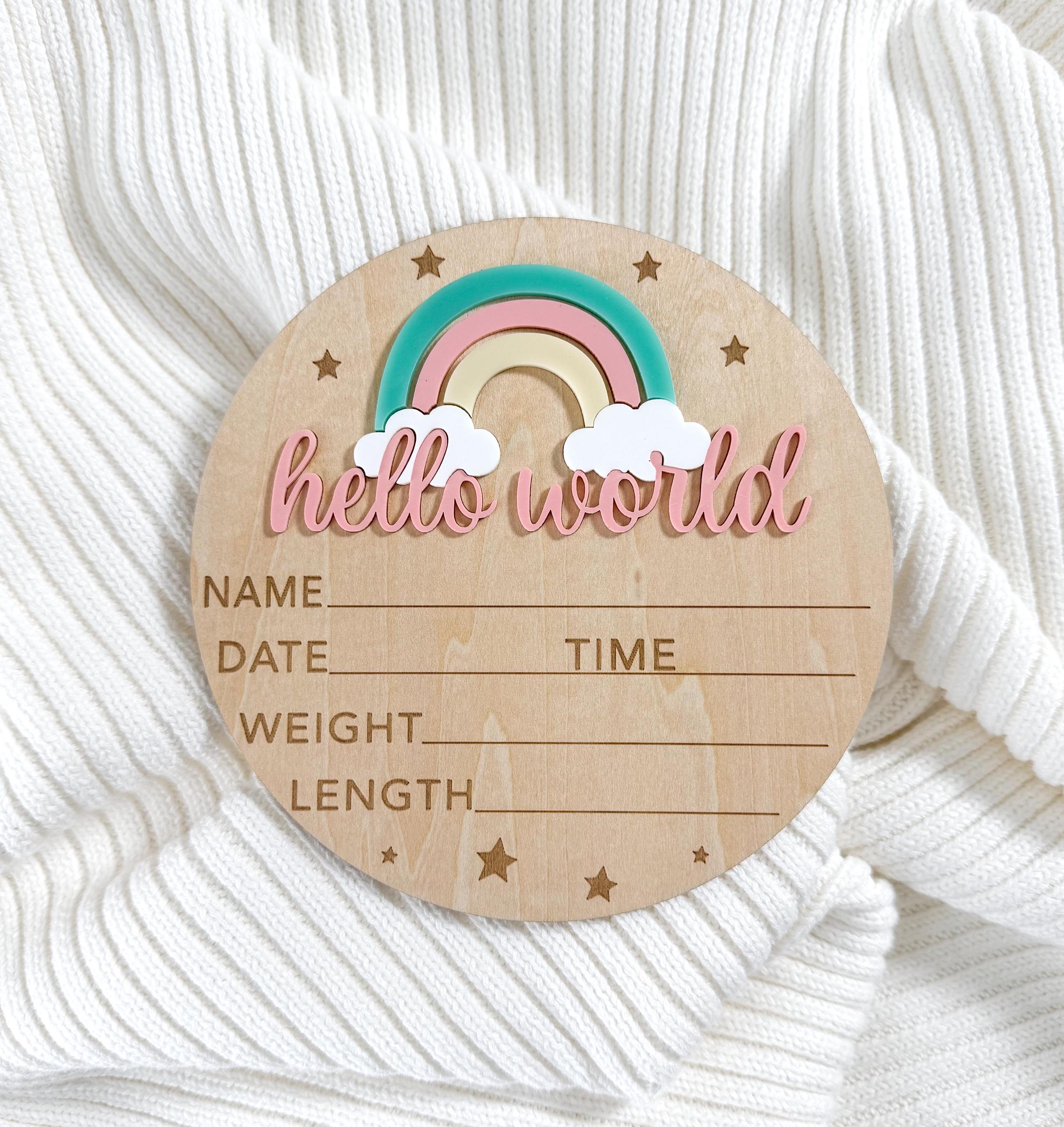 Helloworld Stat Sign Hello World Baby Stat Sign | Hospital Birth Stat Sign | Wooden Birth ...