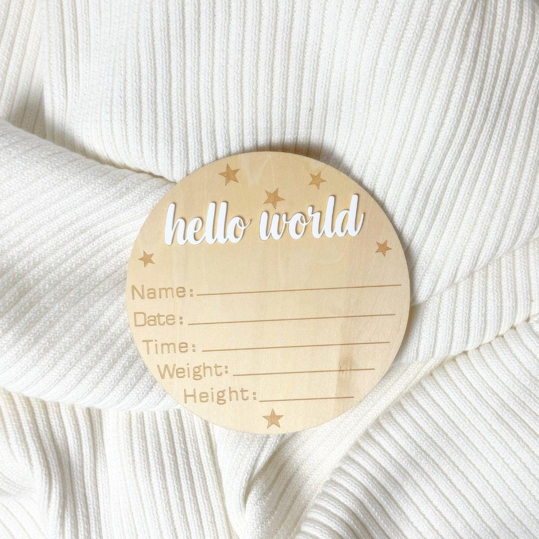 Helloworld Stat Sign Hello World Baby Stat Sign | Hospital Birth Stat Sign | Wooden Birth ...