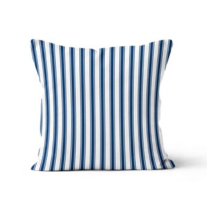 Regatta Stripe Throw Pillow Cover Navy Blue, Beach House Coastal Striped Cushion Cover, Lake House Decor Navy Blue Stripes