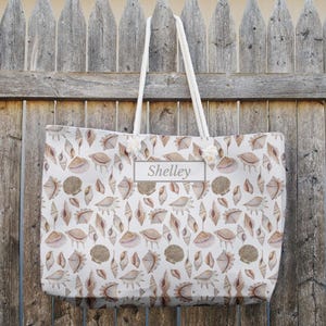 Personalisierte Beachcomber Muscheln Strandtasche, Muscheln Große Strandtasche mit benutzerdefiniertem Namen, Sommerferien Strandtasche, große Pooltasche