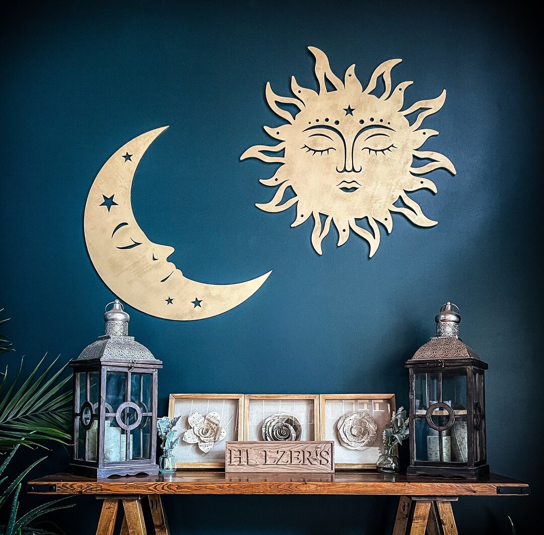 Sun and Moon Wall Hanging Set: Bohemian Celestial Decor - Etsy