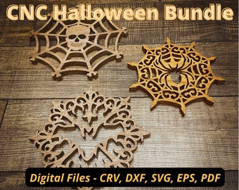 Halloween Trivet CNC Files: Bat, Spider, Skull (Digital File)