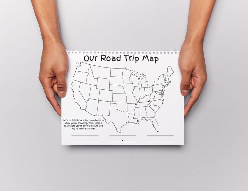 Printable Road Trip Map, Kid's Road Trip Activity, Instant Download ...