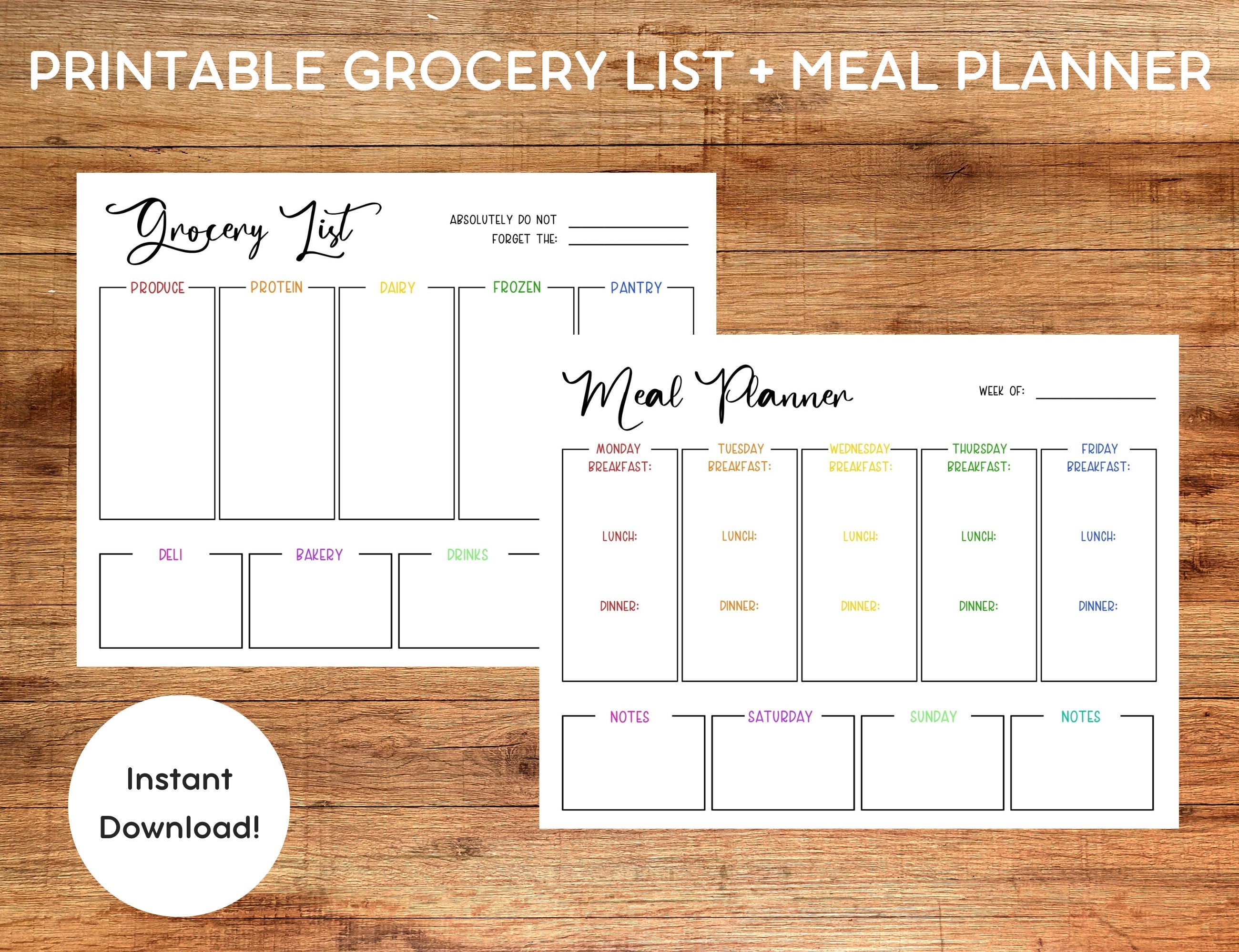 Printable Grocery List and Meal Planner | Minimalist Weekly Meal ...