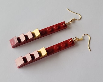Handmade Red Lego Block Dangle Earrings