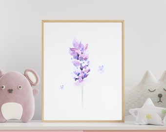 Lavender flower Digital print, nursery decor, botanical art.