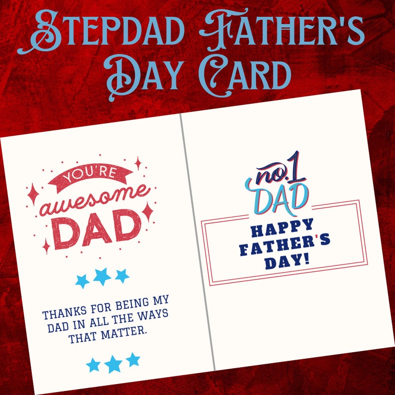 Father's Day Card for Stepdad | Printable Instant Download | Stepfather Card - Etsy