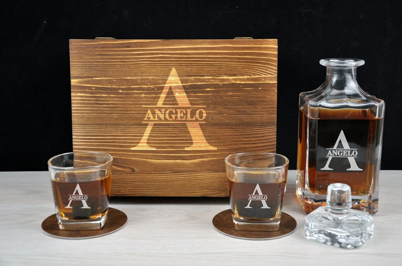 Personalized Groomsmen Gifts Whiskey Decanter Set wood Box Etsy