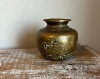 Vintage Hand Crafted Brass Holy Water Vase