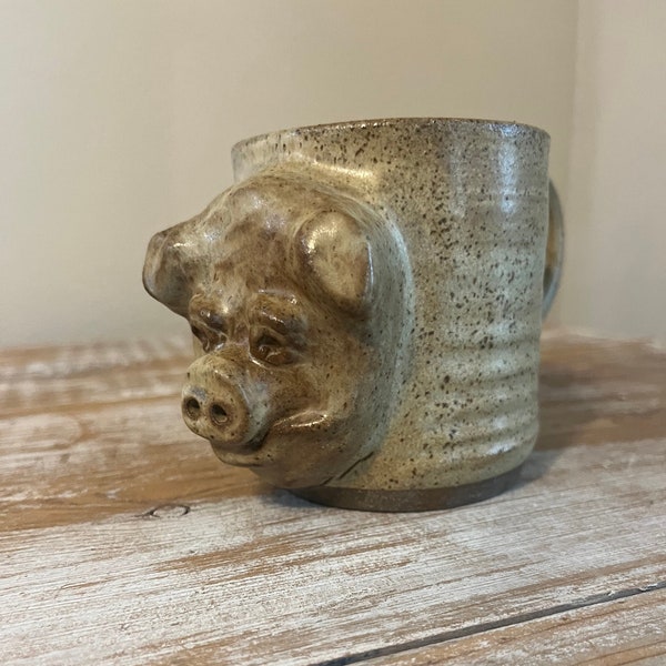 Vintage Pottery Pig Mug
