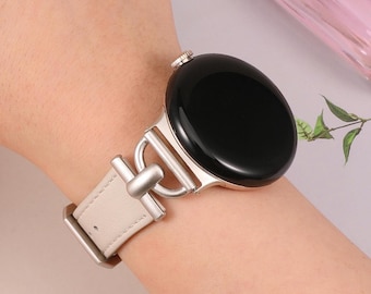 Personalized Leather Pixel Watch Band: Custom Engraved Minimalist Strap for Google Pixel Watch/Pixel Watch 2 band, Pixel Watch 4/3 41mm Band