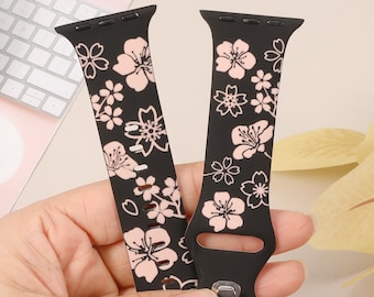 2er-Pack Floral gravierte Apple-Armband aus Silikon: zweifarbiges Armband