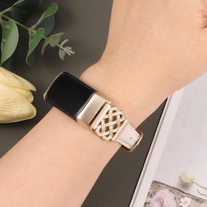 Custom Leather Fitbit Charge 6 Band/Fitbit Charge 5 Band for Women, Celtic Knot Design, Slim Elegant Replacement Strap, Perfect Gift